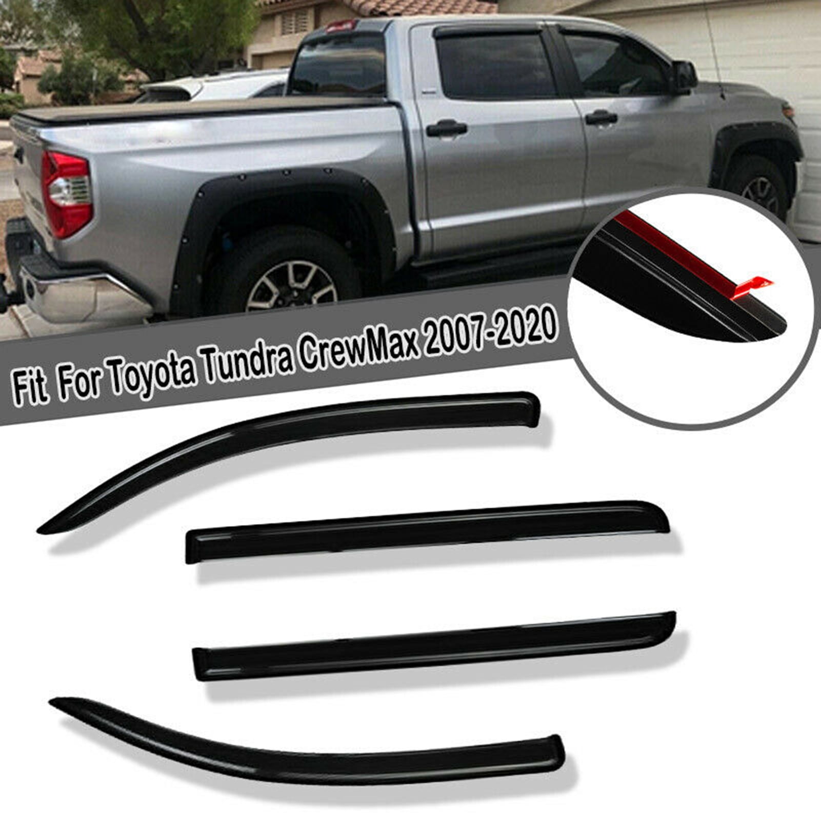 POSSBAY External For 20072021 Toyota Tundra CrewMax Cab Window Visor