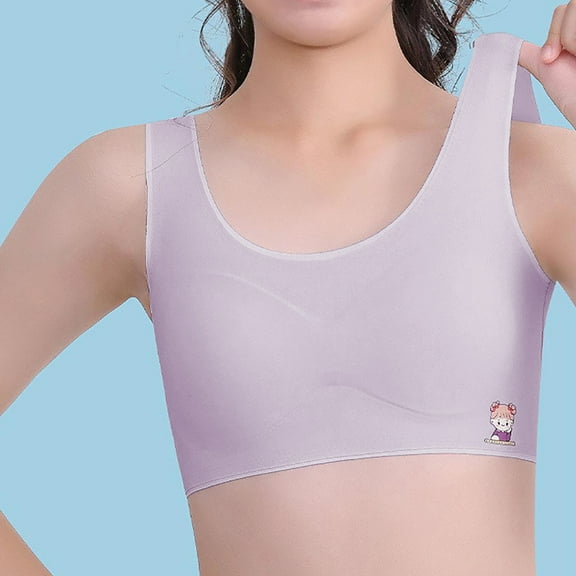 HAOTAGS Young Girls Solid Color Soft Training Bras (12-15) Comfortable Breathable Student Bra Underwear Purple Size XL