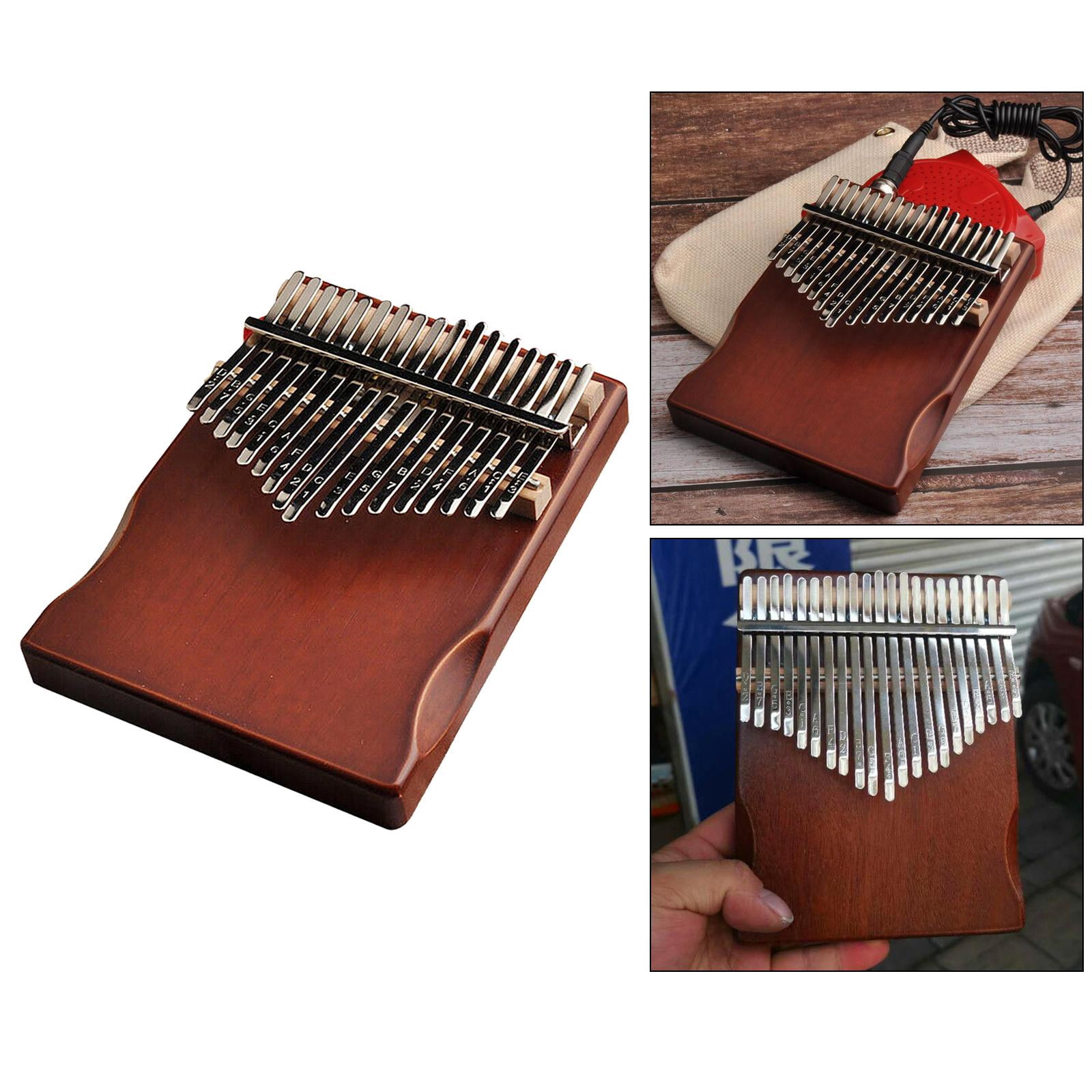 LeeQinersw 17 Keys Solid Thumb Piano with Accessories Including Songbook Tuning - Coffee