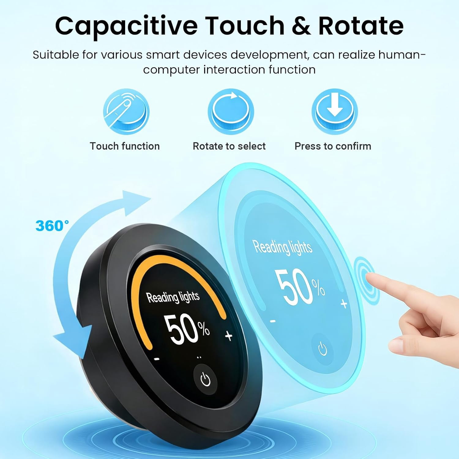 ESP32 Rotary Display 480x480-2.1 Inch HMI IPS Round Knob Touch Display Development Board, 2.4G WiFi and BLE Capacitive Touch Screen Compatible with Arduino IDE and The LVGL Library, Black