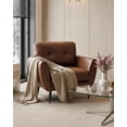 thumbnail image 7 of LAZZO Tufted Leather Accent Chair, Mid-Century Modern Upholstered Armchair for Living Room and Bedroom, Brown, 7 of 7