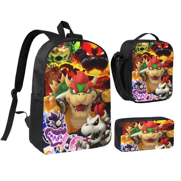 Bowser Three piece backpack set young backpack combination backpack lunch bag pencil case