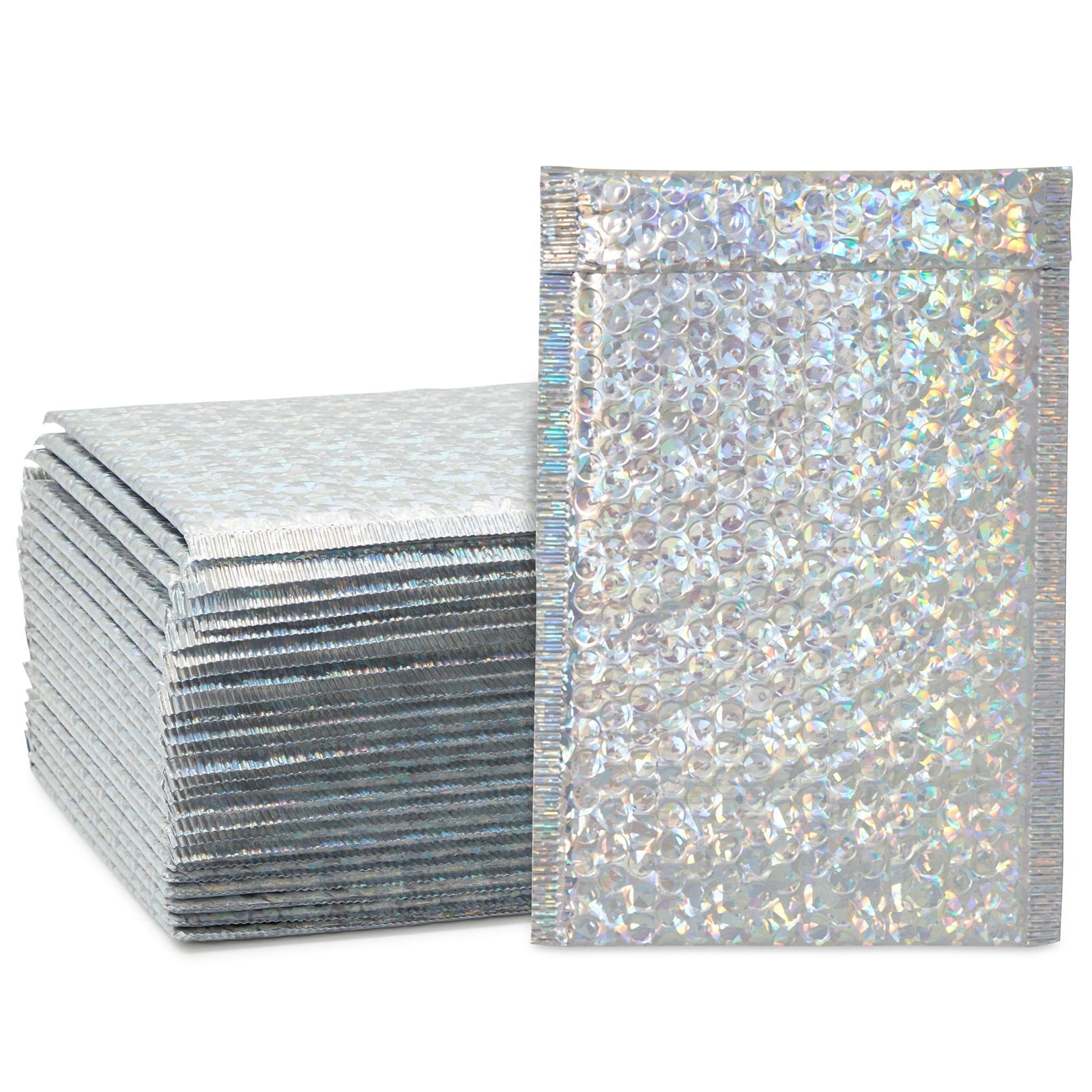 Metallic Silver Holographic Bubble Padded Mailing Envelopes Bags Mixed Size's 