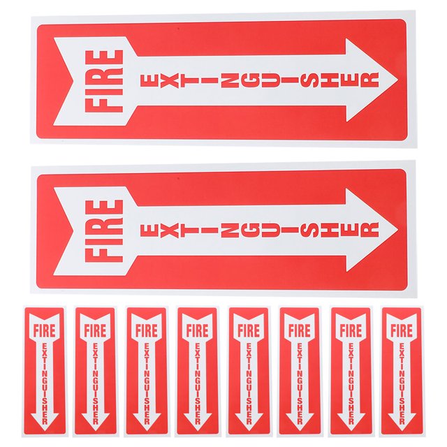 Phenofice 10Pcs Fire Extinguisher Sign Stickers Adhesive Multi Color Decals for Office and Retail