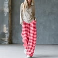 thumbnail image 6 of Asxite Womens Pajama Pants Plaid Print Elastic Waist Straight Leg Loose Breathable Bottoms, 6 of 7