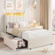 thumbnail image 3 of QinaQin Base de cama tapizada con luces LED, 2 cajones y cabecera ondulada, cama con almacenamiento ideal para niñas, diseño moderno que no requiere box spring, 3 of 7