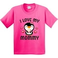 thumbnail image 3 of Inktastic I Love My Mommy with Cute Penguin and Hearts Youth T-Shirt, 3 of 5