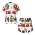 thumbnail image 3 of Lafuoo Christmas Houses Pattern Women's Round Neck Short Sleeve Pajamas Set, Button Pajamas Elastic Band Pajamas Home Wear-Medium, 3 of 9