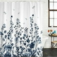 thumbnail image 2 of Blue Botanical Shower Curtain, Waterproof Shower Curtains for Bathroom, Dragonfly Flower Leaf Retro Ink Style Washable Fabric Bathtub Curtain Set Bath Decor with 12 Hooks Standard 72"x72", 2 of 8
