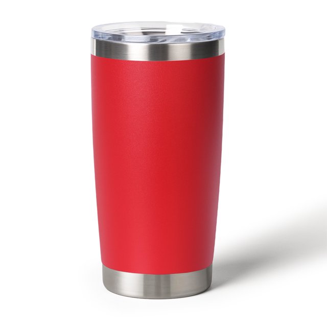 Muka Gobelet en Acier Inoxydable 20 Oz, Tasse de Voyage à Isolation sous Vide avec Couvercle, Enduit de Poudre - Rouge