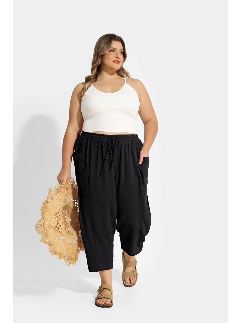 Cassie Liz Womens Plus Size Pants 2X Black Wide Leg Knit Palazzo