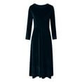 thumbnail image 5 of IWRICH Velvet Cocktail Dress for Women 2025 Fall Christmas Holiday Dress 3/4 Sleeves Party Formal Dress Blue XL, 5 of 6