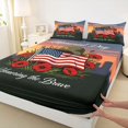 thumbnail image 4 of Manfei Usa Flag Flower Queen Sheets,Honoring The Brave Printed Queen Sheet Sets,4pcs,1 Flat Sheet, 1 Fitted Sheet and 2 Pillowcases, 4 of 6