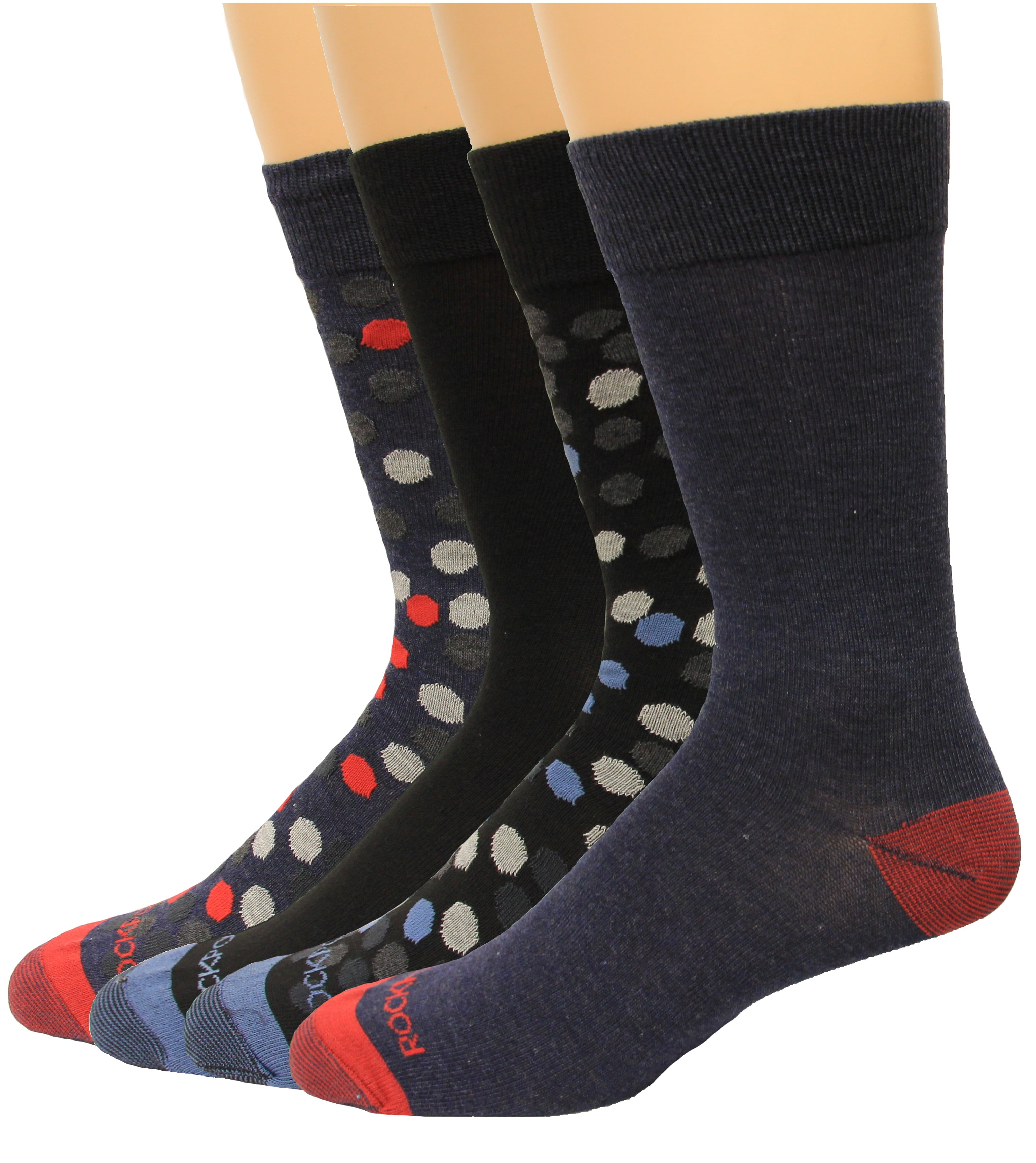 Rockport Men's Crew Socks 4 Pair, Dots Assorted 2 , Men's 812