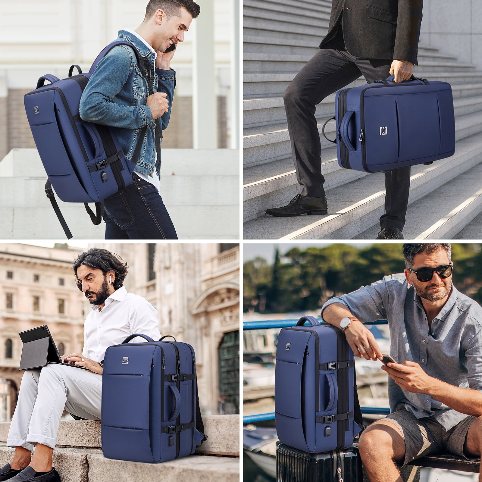 UKEIN Travel Backpack with USB Charging Port 40L Expandable 17 Inch Carry On Backpack Water-resistant Work Business Laptop Backpack for Men