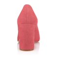 thumbnail image 3 of YDN Women Fashion Round Toe Slip on Pumps Mid High Chunky Heels Comfortable Party Business Dress Shoes Size 6.5 Pink, 3 of 4