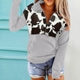 thumbnail image 4 of Women's Pullover Hoodie Winter Fall Loose Fit Hooded Long Sleeve Batwing Cold Shoulder with Pocket Cow Print Cotton Hoodies Sweatshirts(Grey,XXL), 4 of 4