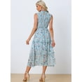 thumbnail image 3 of Unique Bargains Women's Ruffles Chiffon Sleeveless Floral Smocked Dresses XS Light Blue, 3 of 6
