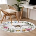 thumbnail image 4 of Spring Daisy Round Area Rug 4Ft Washable Circle Rugs for Bedroom Dining Room, Pink Flowers Wreath Leaves Farmhouse White Wood Non-Slip Carpet Floor Mats Indoor Outdoor Carpet Runner Home Decor, 4 of 8
