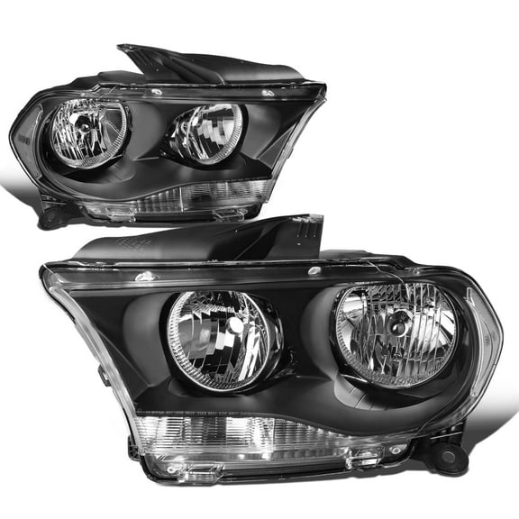 DNA Motoring For 11-13 Dodge Durango Euro Black Clear Corner Headlight Lamps Pair Replacement