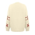thumbnail image 4 of VISALY Plus Size Heart Sweater Bow Sweaters Oversize Sweaters Trendy Warm Sweaters Casual Sweaters Trendy Cozy Sweaters Business Casual Sweater Pullover Sweaters Base Sweater Beige L, 4 of 7