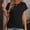 Black, variant on Njoeus Women's T Shirts Short Sleeve Summer Tops Loose Casual Round Neck Tunic Tops Knit Crisscross Front Tee Blouse S-XXL