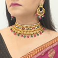 thumbnail image 3 of Efulgenz Indian Bridal Sets for Women Wedding Traditional Faux Pearl Kundan Crystal Stone Necklace Chaandbali Earrings with Maang Tikka Bollywood Indian Jewelry for Women, 3 of 7