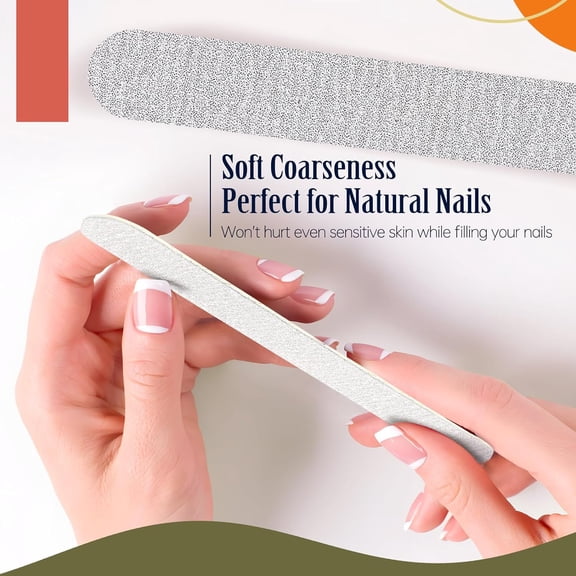QIHE-Maryton 50Pcs Disposable Nail File, 5 Inch Thin Emery Boards 180/180 Grit Nail Files for Natural Nails, Professional Pedicure Manicure Tools Set