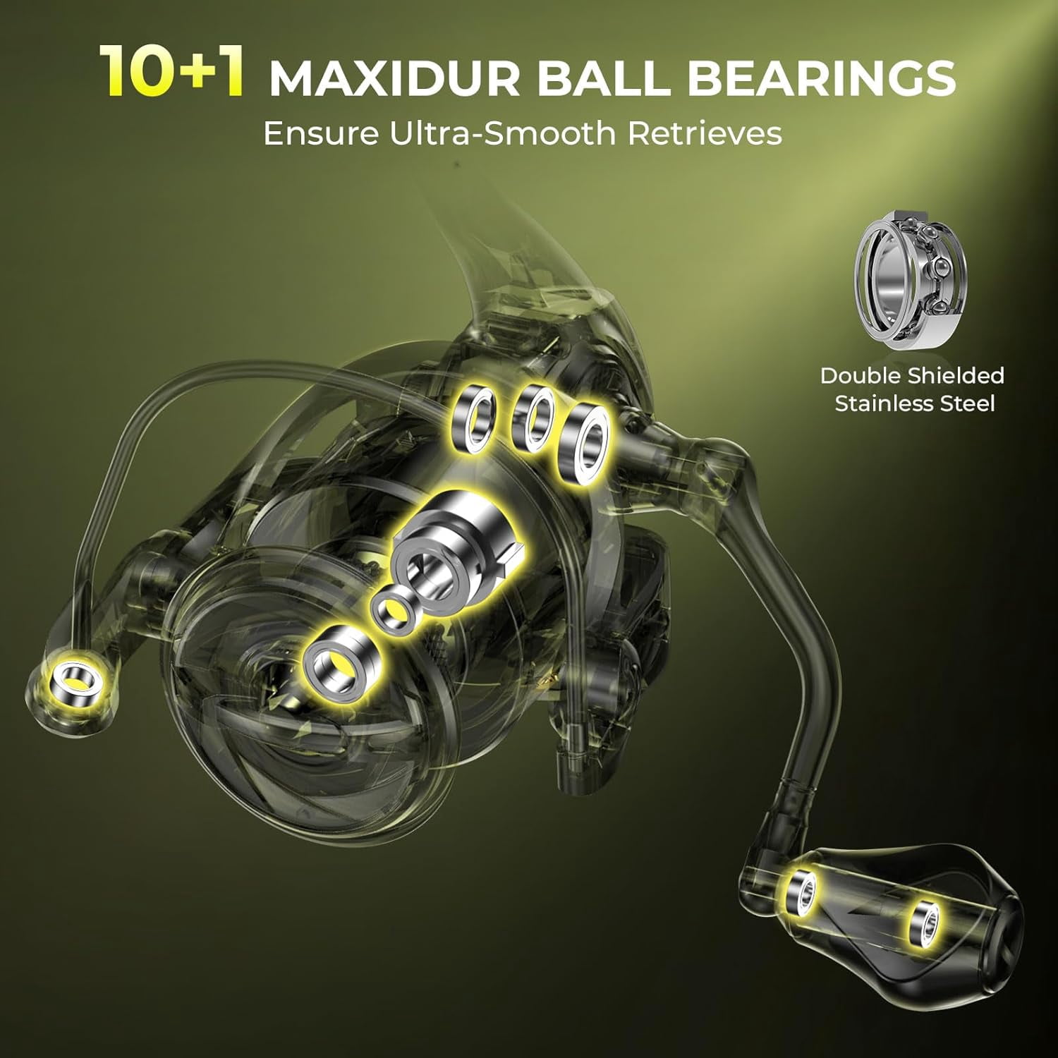 KastKing Spinning Reel –6.2:1 Gear Ratios, Carbon Fiber Drag 33–39.5LB, 10+1 - SharkyX-Gold-3000