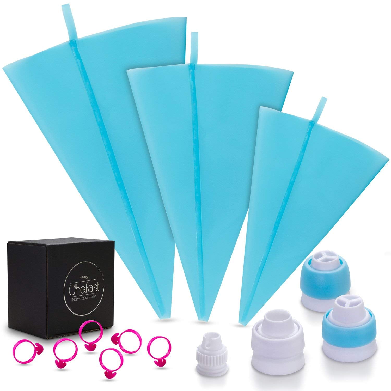 Piping Bag and Coupler Set 13 Pcs Frosting Kit 3 Reusable Silicone