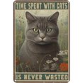 thumbnail image 1 of Placa Metal Vintage Pintura Hierro Rectangular Gato Arte Pared Bar para El 30x40cm, 1 of 9