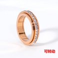 thumbnail image 1 of Anillo giratorio de acero y titanio con incrustaciones de circonio para hombre y mujer, joyería de regalo de cumpleaños para pareja y amigos, tendencia 2023, 1 of 5