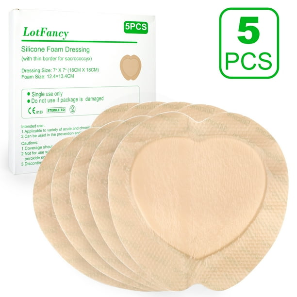 5PCS 7X7 in Sacrum Sacral Bordered Wound Dressing, SelfAdherent