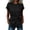 Black, variant on Women's T-Shirts Summer Short Sleeves Solid Color Crewneck Tie Knot Tee Tops Orange XL