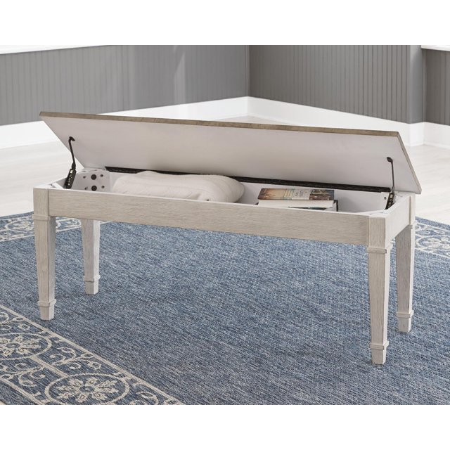 Signature Design by Ashley Skempton Farmhouse Storage Bench, White & Light Brown