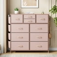 thumbnail image 3 of LainTene 10 Drawer Dresser, Fabric Dressers for Bedroom, Modern Storage Chest of Drawer with Side Pockets for Home Entryway, Guest Room, Small Spaces, Pink, 3 of 7