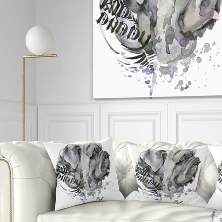 UPC: 0645466701285 | DESIGN ART Designart Gray Dog Watercolor Animal Throw Pillow 16 in. x 16 in. Small