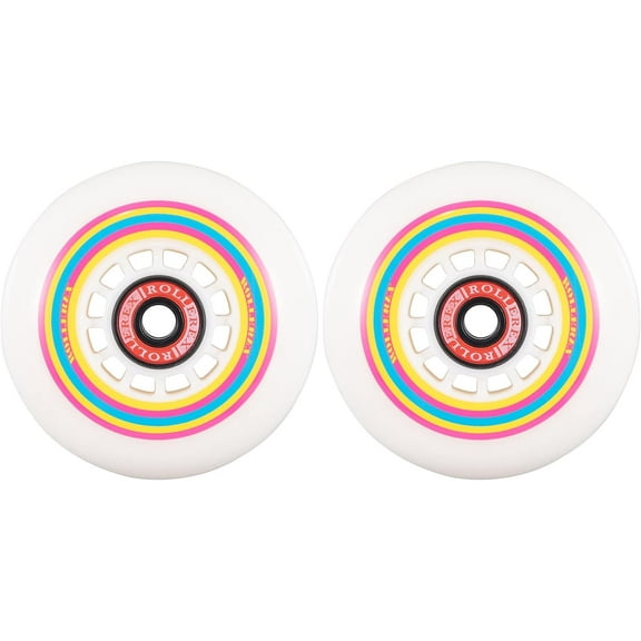 Rollerex Lollipop Boardwalk Inline Skate Wheels (2-Pack with Bearings, Spacers and Washers) (Various Size Options Available) - Use on Roller Blades, RipStiks, Luggage, Baggage or Wheelchairs (76mm)