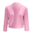 thumbnail image 3 of Mnjin Casual Cropped Blazer Jackets for Women Solid Color 3/4 Sleeve Open Front Cardigan Short Jacket Suit Coat Outerwear (Pink,Size-S), 3 of 6