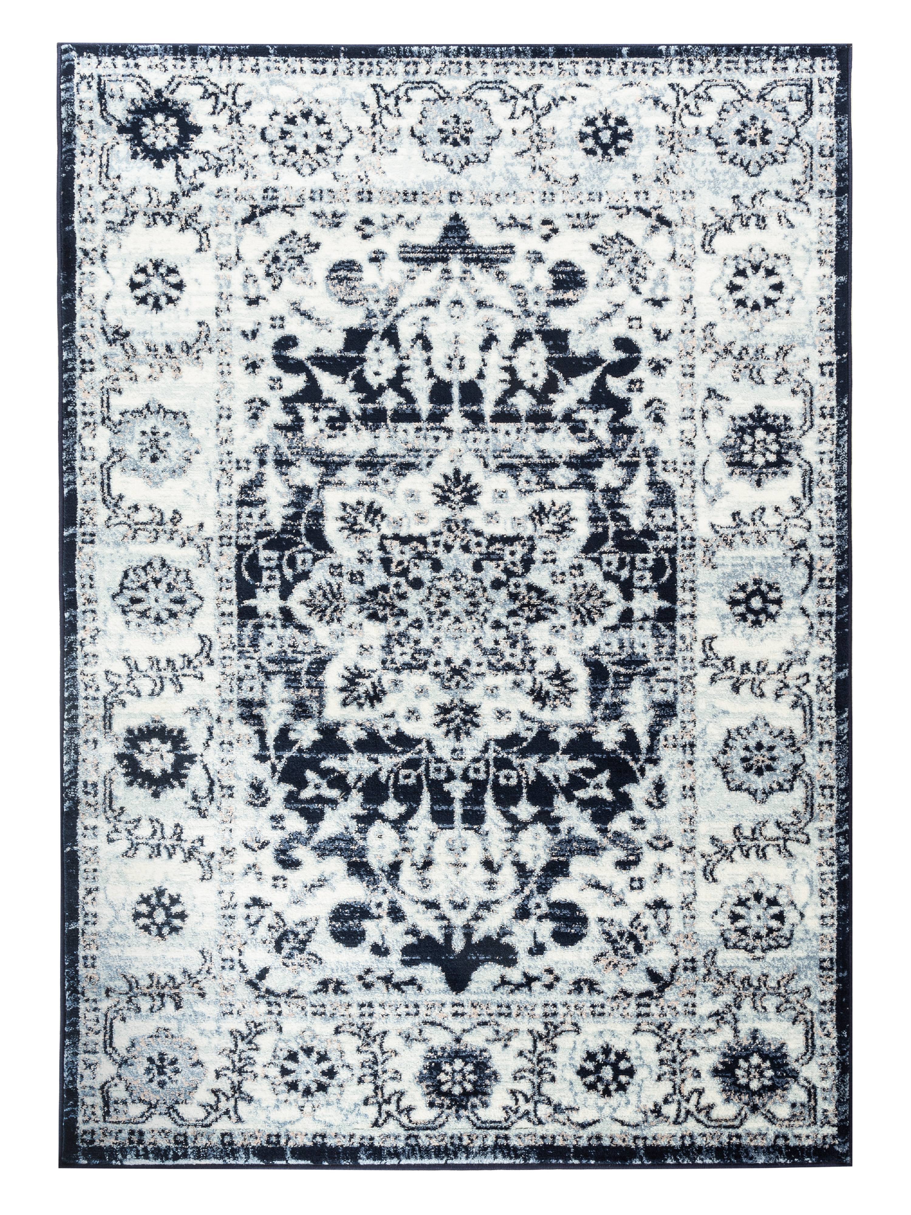 Romance Collection Rugs Navy Blue Distressed Washed OrientalDesign