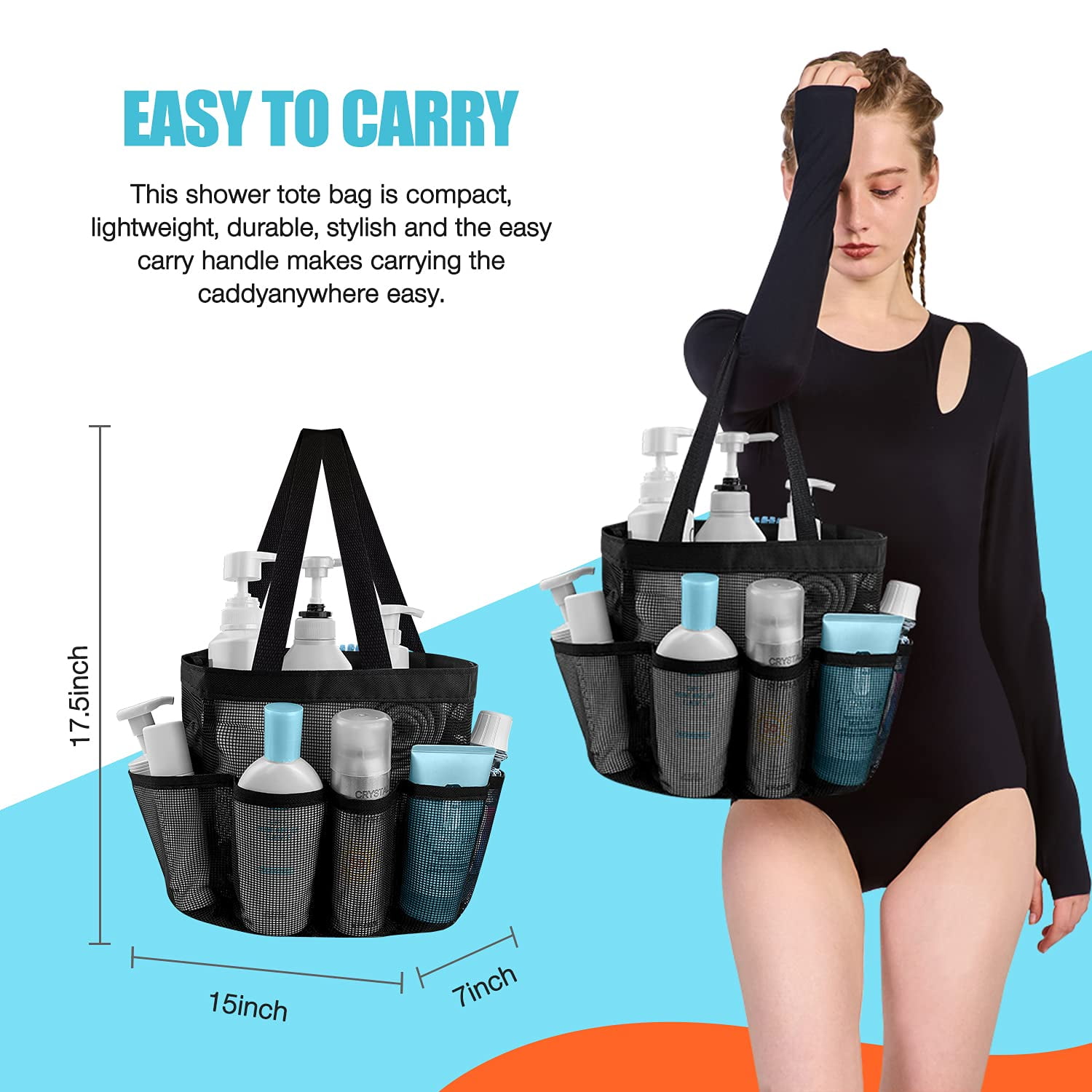  Epesl Shower Caddy Portable, College Dorm Room Essentials for  Girls, Bathroom Tote Storage Bag with Hook for Gym, Travel, Camping,  Hanging Organizer Shower Toiletry Basket - Grey : Home & Kitchen
