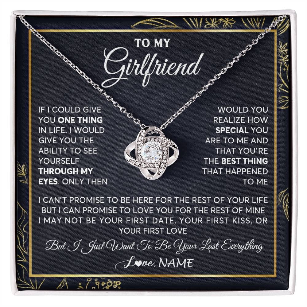To My Girlfriend Love Necklace, White Love Knot Necklace