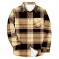 thumbnail image 5 of Men's Plaid Shirts Casual Button Down Shirt Jackets Long Sleeve Stylish Regular Fit Coats with Pockets Fall Soft Outwear (M, Gold), 5 of 5