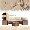 thumbnail image 4 of AVAWING 7PCS Half Moon Patio Rattan Couch Set, Outdoor Wicker Sectional Sofa w/ Glass Table, Beige, 4 of 9
