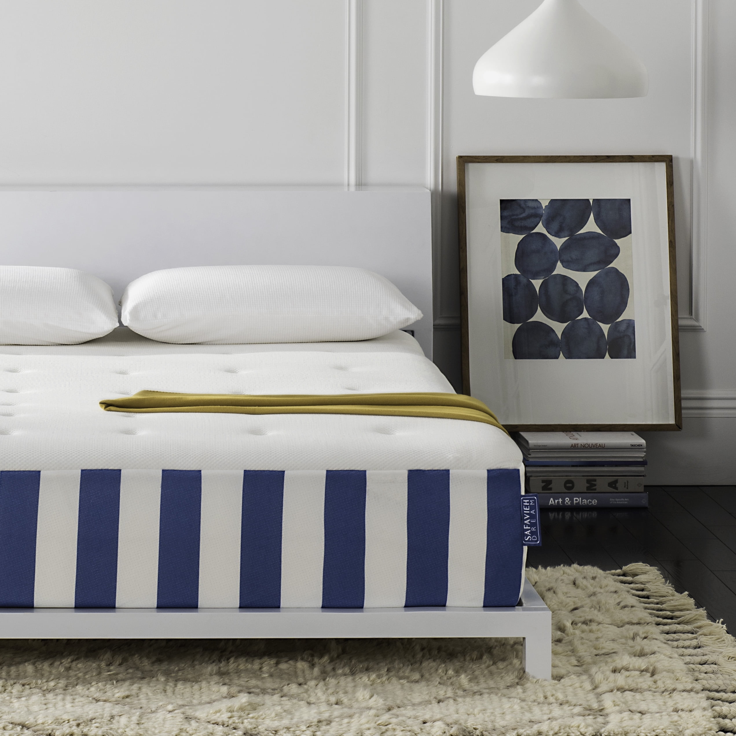 Safavieh DREAM Caress 12" Luxury Hybrid Mattress, White/Blue