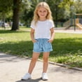 thumbnail image 4 of Frostluinai Girls Lightweight Jean Shorts Casual Baggy Fringe Hem Hot Pants Elastic Waist Comfy Denim Shorts Distressed Washed Jeans with Pocket 4-14Y, 4 of 9