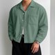 thumbnail image 1 of Ceisia Men's Relaxed Ribbed Cotton Shirt | Long-Sleeve Solid Turndown Collar Casual Top with Pocket Gift, 1 of 9
