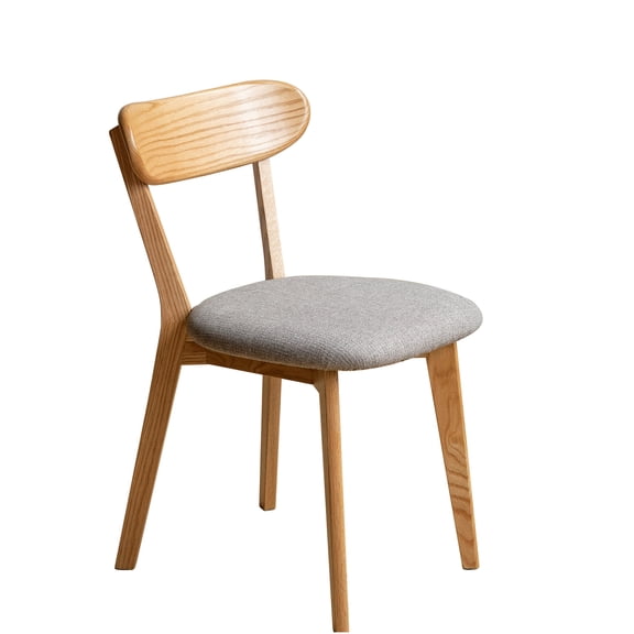 North American Solid Oak Dining Chair with Upholstered Seat, Natural Wood & Brown Finish for Dining Room & Kitchen