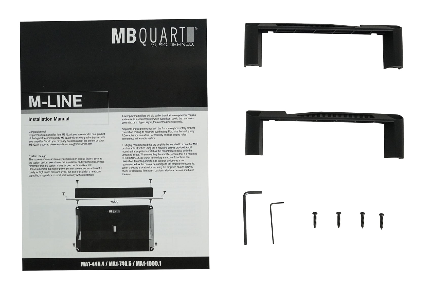 MB Quart 440 Watt 4 Channel Car Audio Amplifier, Class D, MA1-440.4, Black