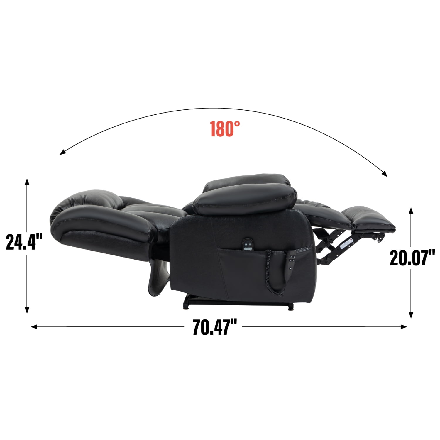 Newboti Furniture Dual Motor Infinite Position Up to 350 LBS Electric Medium size Genuine Leather Black Power Lift Recliner Chair with 8-Point Vibration Massage and Lumbar Heating 99318
